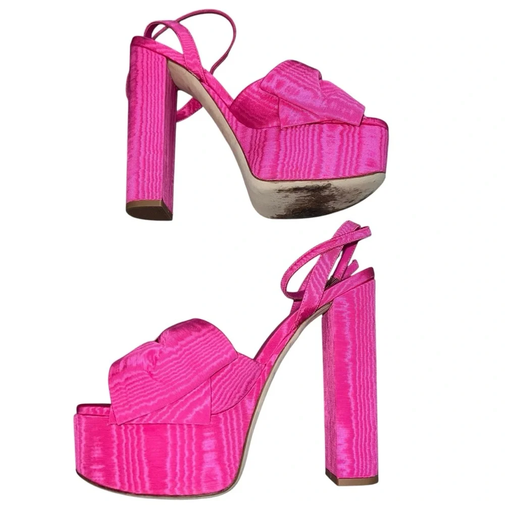 Larroude Elle Ankle Strap Platform Heels In Pink Ariana Magenta